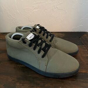 WOOBIES Men's Made In USA Canvas Army Green Mid Top Sneakers/Shoes Size US 9
